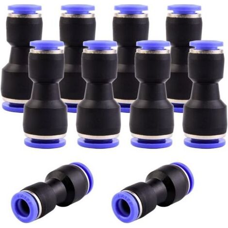 10 - Raccord Pneumatique - Réducteur Push In - Connexion Air Et Eau Sans Joint - Pour Automatisation Industrielle - Noir Et Bleu - 10x8mm (1/5)
