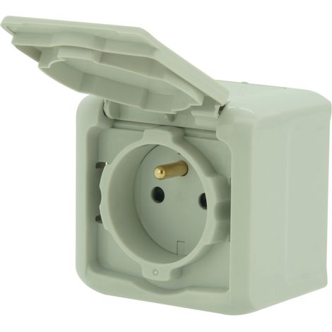 Prise simple Forix avec ou sans obturateur 16A IP44, grise 782395