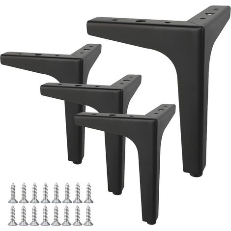 4 Pieds de Meuble,Pied Canapé,Charge Jusqu'à 800 KG,Pied de Table Métal,Legs Support de Table, avec Vis,Adapté pour Canapés, Meubles TV,Tables Basses,Armoires et Tables de Chevet,13 cm(Noir) (1/5)