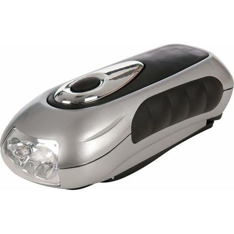 Handkurbel-Taschenlampe. Keine Batterien erforderlich, umweltfreundlich, ideal für Camping und Wandern.