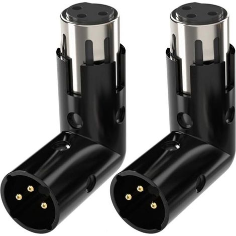 2 pièces adaptateur xlr à angle droit mâle et femelle réglable, convertisseur adaptateur coude 3 broches xlr à 90 degrés (1/4)