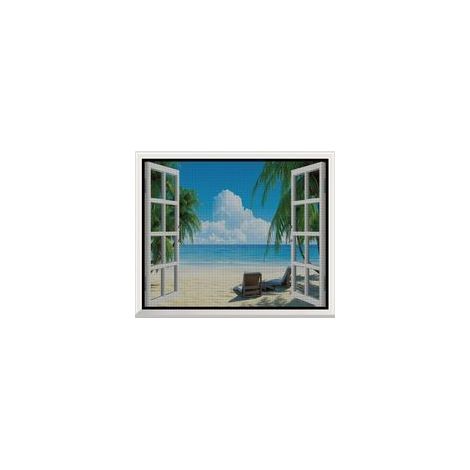 Fenster-Moskitonetz, 150 x 200 cm, selbstklebendes Moskitonetz, kein Bohren erforderlich, für Balkon-, Wohnzimmer- und Terrassenfenster, Schwarz (1/5)