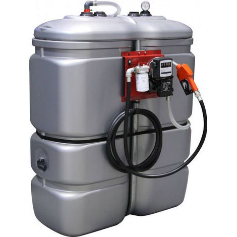 Drakkar Equipement – Cuve de stockage fioul 1000L double parois – Pistolet à arrêt automatique – Débit 60 L/min – Anti-UV – Station prémontée 230V