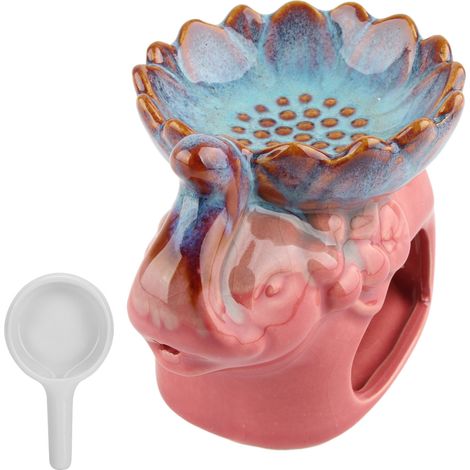 Brûleur d'encens en céramique rose pour huiles essentielles et bougies, brûleur d'arômes décoratif (1/5)