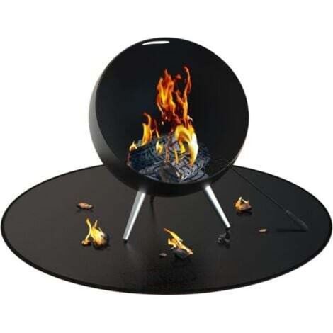 (Round - 61cm) Fireproof pit mat, oil-absorbing fireproof mat protects terraces and patios, reusable and waterproof fireproof pit mat for concrete, stone, lawn, etc. (1/4)