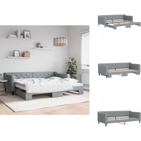 Lit de jour avec gigogne sans matelas gris clair 90x200 cm - Canapé Convertible - Lit Deux Places - Lit Tiroir - Meuble Multifonctionnel - Literie (1/5)