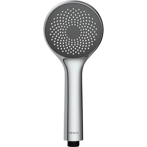 Wenko Soffione doccia risparmio acqua, Ø 9.5 cm - Doccetta universale, soffione doccia con sistema per risparmio idrico, ABS, Cromo/Grigio (1/5)
