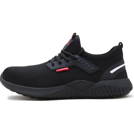 Chaussures de sécurité à embout en acier, chaussures de protection pour hommes et femmes, baskets de travail respirantes et légères, chaussures industrielles et de construction noires n° 40 (1/3)