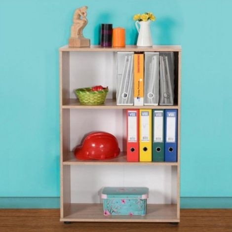 Libreria bassa con tre ripiani rkt330 colore rovere (1/3)