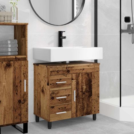 vidaXL Mobiletto da bagno Legno antico 60 x 35 x 60 cm
