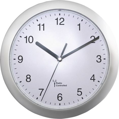 Horloge murale EUROTIME 56787 radiopiloté(e) 25 cm x 3.8 cm argent (1/5)