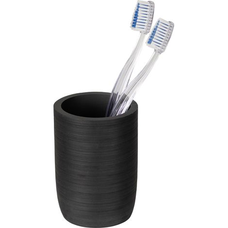 Gobelet à Dents Mod. Altavalle Porte-Brosse en polyrésine Noir pour décoration de Salle de Bains Design Moderne Ø 8 cm Hauteur 10,5 cm (1/5)