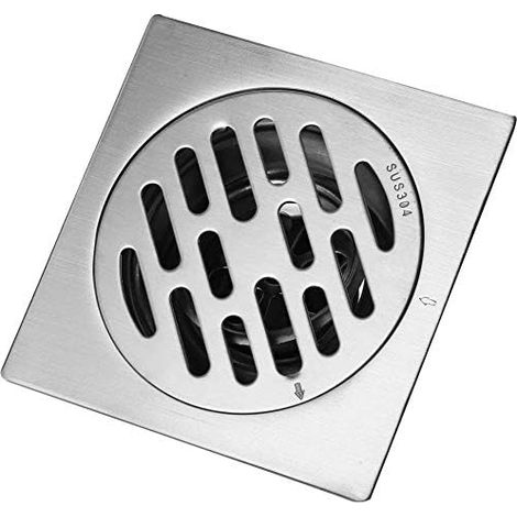 Drain Au Sol - Grille En Acier Inoxydable Carrée - Pour Salle De Bain Cuisine Garage Sous-Sol - 1 Pièce (1/4)