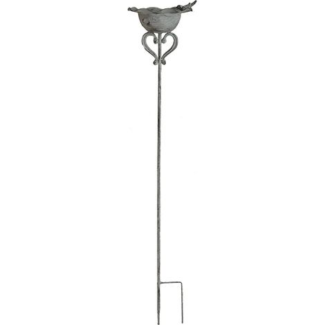Mangeoire pour oiseaux sur Tige Métal Gris patiné 21x110cm