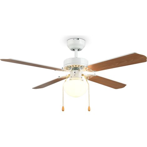 Ventilateur de plafond e27 max 60w 1065cm blanc mat interrupteur ip20 etehiver - trio hammerfest (1/4)