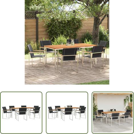 vidaXL Table extérieur - Ensemble de salle à manger pour jardin 7 pcs Marron (1/5)