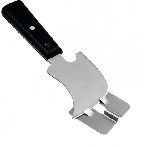 JSSEVN - Quarter-moon knife, lead putty knife, stainless steel glue cutter, wooden handle – Flooring tool (black wooden set) (1/4)