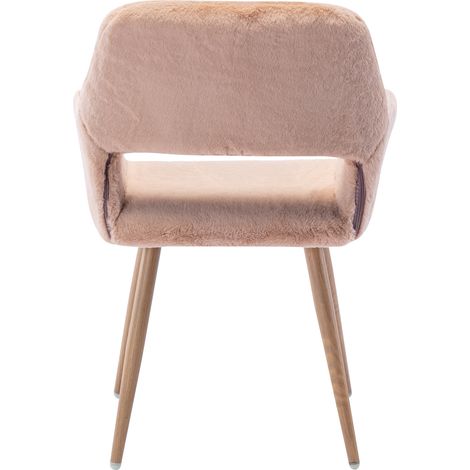 Esszimmerstuhl 59 x 46 x 79 cm aus Metall in Holzoptik, beige, mit Armlehnen – MEUBLIV (1/5)