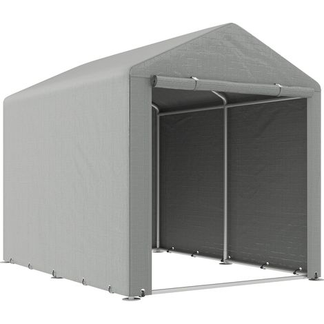 Abri de jardin tente de stockage imperméable abri moto porte enroulable fermentation éclair, 160 x 218 x 172 cm, gris clair