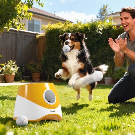 Lanceur Automatique de Balles pour Chiens Petits et Moyens Orange, design moderne et robuste (1/5)