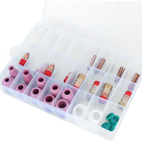 40-teiliges WIG-Schweißbrenner-Set, Keramikdüse und hitzebeständiger Glasbecher, Seriennr. 10 WP-171826, für die Wartung und Reparatur von Kraftfahrzeugen. (1/5)