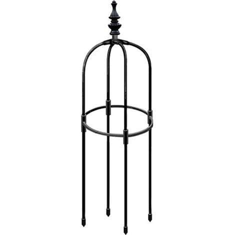 Support pour plantes de jardin en tuyau métallique antirouille pour une utilisation intérieure et extérieure, avec des pots de fleurs ronds et en forme d'obélisque, adaptés aux plantes grimpantes. (1/5)