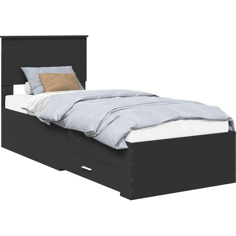 Struttura del letto con testiera Nero e Argento 75 x 190 cm vidaXL