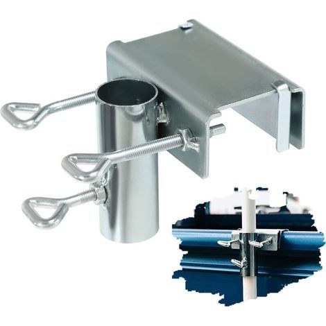 Support de parasol pour balustrade de balcon – Fixation métal – Compatible mât 2,8 à 3,2 cm – Installation facile pour petits espaces (1/5)
