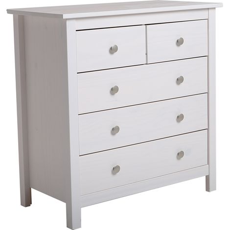 Cómoda ALENA .dormitorio. 5 Cajones Blanco. Con Guias Metalicas