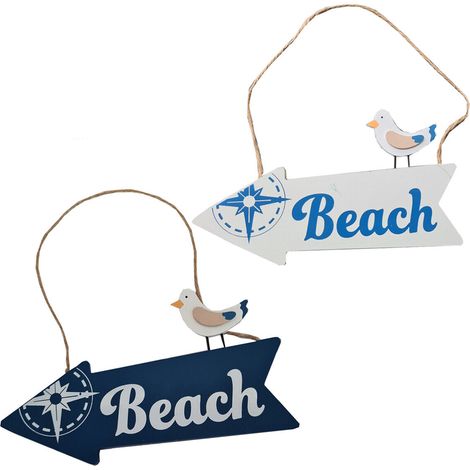 FRECCIA INDICAZIONE IN LEGNO BEACH SPIAGGIA MARINO DA MURO PARETE OGGETTISTICA