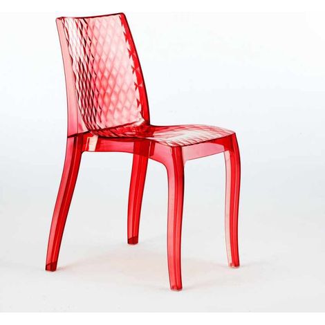 Stapelbare Küchen- und Barstühle aus transparentem Polycarbonat Hypnotic Grand Soleil - Transparent Rot