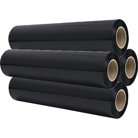 Rotolo Bobina SET 4 pellicole film estensibile NERA kg2,4 H50cm 23my per imballi manuale imballaggio pallet pedane scatole forte