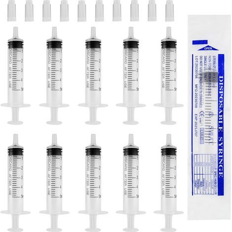5ml Polyvalent Seringue sans Aiguille, 32 Pièces Seringue Transparente Réutilisable, Plastique Seringue avec Casquette, Scellées Individuellement Seringue pour Plantes Arrosage Distribution Colle (1/5)