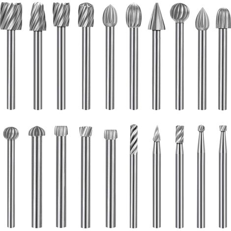 LaBlanc – 20 Stück Frässtifte, Hartmetall-Frässtift-Set, HSS-Frässtifte, kompatibel mit Dremel, 1/8 Zoll (3 mm) Schaft, Drehwerkzeug für Schleifer, Holzbearbeitung, Metallpolieren, Gravieren