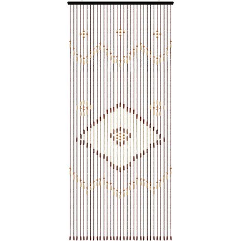 Rideau de porte en perles en bois - Style rétro - Rideau en perles de bambou - 31 lignes - Séparateur de pièce - Rideau décoratif pour porte de chambre, balcon, porte de terrasse - 90 x 208 (1/5)