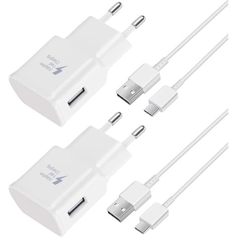 2 chargeurs rapides, câble de 1,5 m, compatibles avec Samsung Galaxy S22, S21, S20, S8, S10, S9 Plus, Note 7, 8, 9, 10, A53, LG et HTC. (1/5)