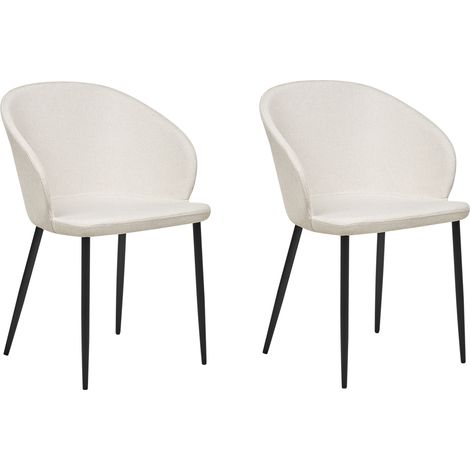 Conjunto de 2 sillas de comedor retro tapizadas con reposabrazos color beige claro Mason (1/5)