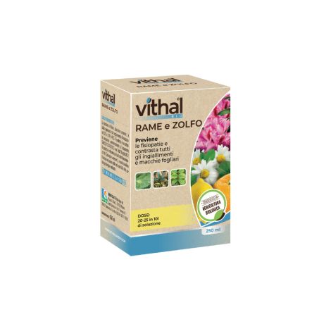 VITHAL Rame e Zolfo Concime Fogliare Liquido a Base di Rame Zolfo e 250 ml