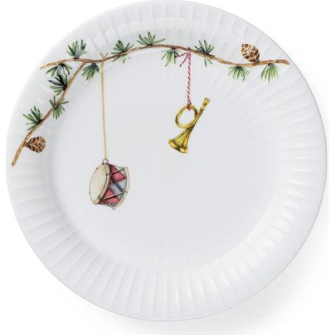 Assiette Ø19 cm Christmas Fait Main avec Aquarelle, Blanc (1/5)