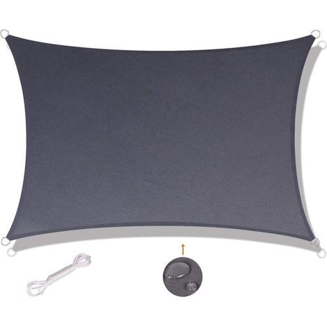 Voile d'ombrage rectangulaire 2x2m étanche et résistante aux UV, convient pour balcon terrasse de jardin, gris (1/5)