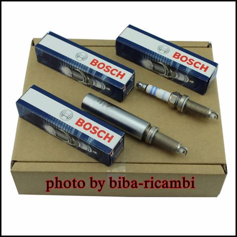 Kit 4 candele bosch + chiave sottile dacia sandero 12 16v 55kw 2008-
