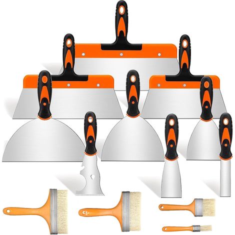 Lot de 13 Set Spatule Acier, Spatules en Acier Inoxydable comprenant Couteau à Enduire, Couteau a Enduire, Spatule Enduit avec manche en plastique (1/5)