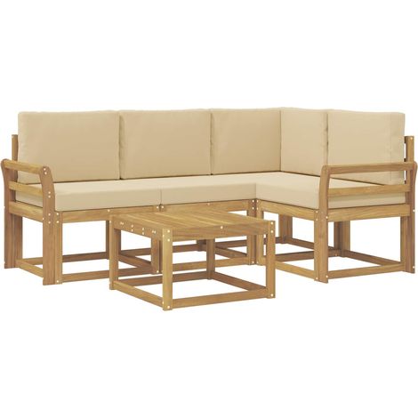 Outdoor Sofa Set with Cushion 5 pcs White and Beige vidaXL (1/5)