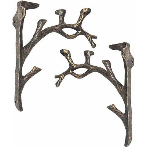 Supports d'étagère Vintage (2 pièces), Fonte, Forme de Branche Équerre Étagère, Faire l'ancien Artisanat, Support de Triangle décoratif créatif, Étagère à Livres Murale, Support de Fleurs (1/5)