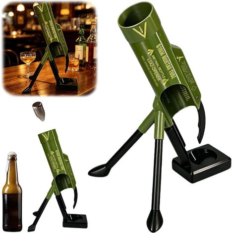 Décapsuleur Bière Mortier 51 mm, Décapsuleur de Bière Amusant pour Bière Corona, Ouvre Bouteille Style Fusée Canon Tactique, Mains Libres, Mortier Ouvre-Bouteille pour maison bars, Fêtes