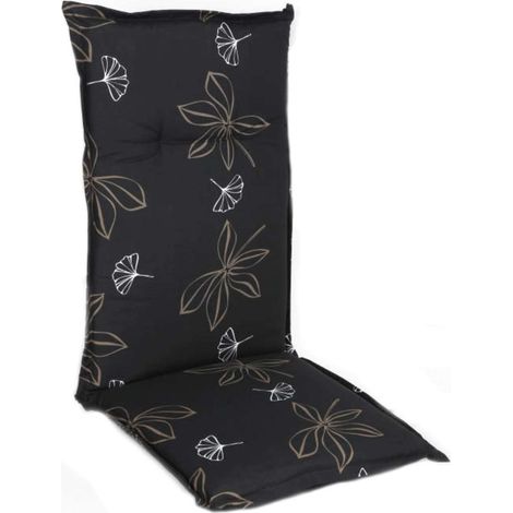 Universal Hochlehner Auflage schwarz - Senegal - Garten Stuhl Polster Sitz Kissen mit Blumen