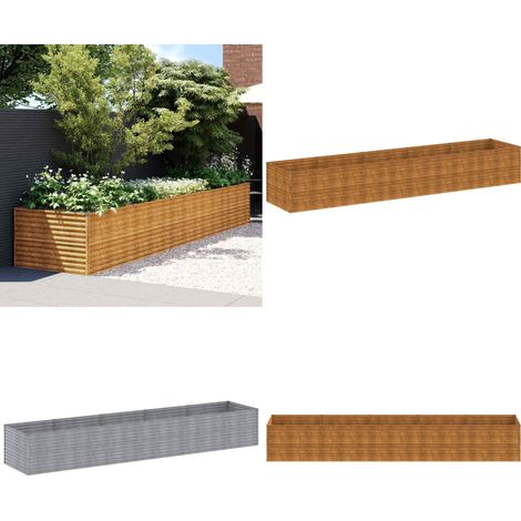 Lit surélevé de jardin 479x100x69 cm acier corten - Jardin - Pot de fleurs (1/5)