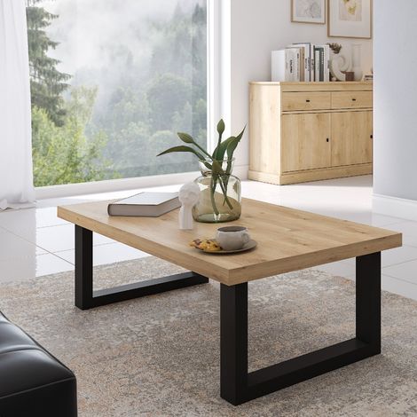 Table basse moderne en bois pied métal 130cm VALENTINE (1/3)