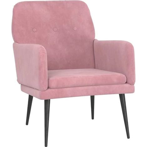 Fauteuil rose, 62x79x79 cm, velours. (1/5)