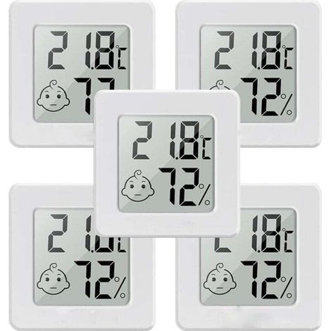 Set di 5 mini igrometri e termometri digitali LCD per interni, monitor di temperatura e umidità per casa e ufficio - Crezuo (1/4)